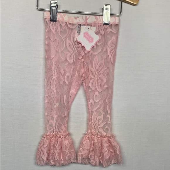 Mud Pie Pink Lace Baby Tights - Picture 1 of 8